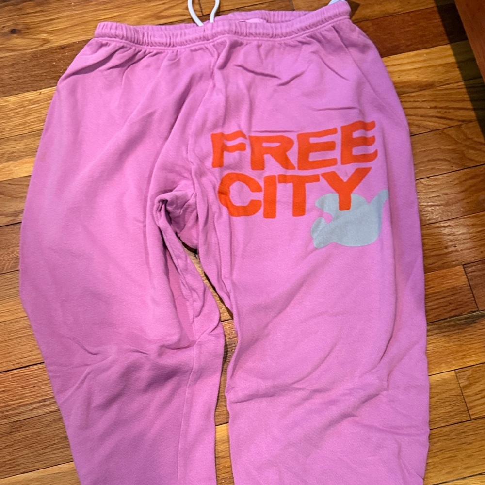 Freecity Pink Pants with Orange and Gray Logo
